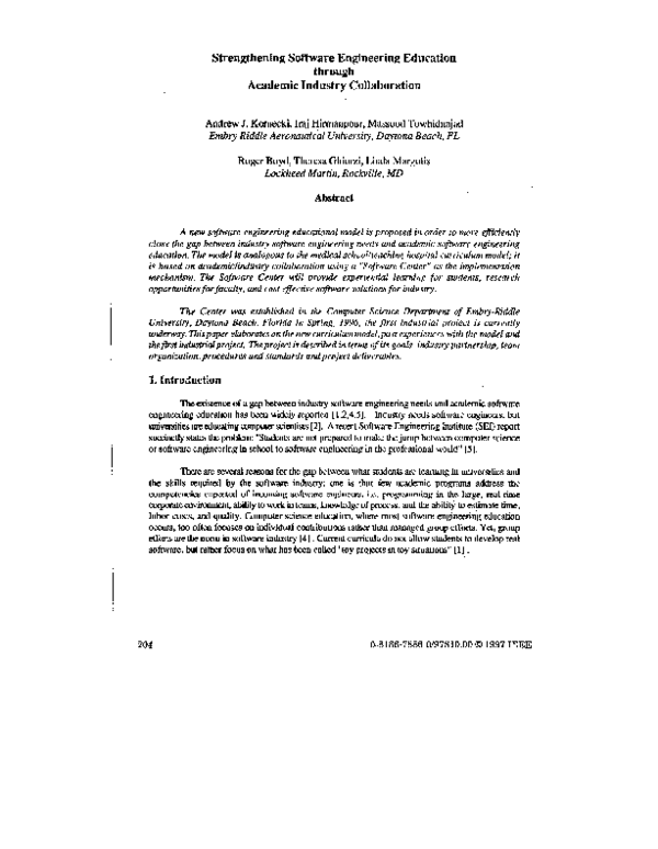 (PDF) Strengthening software engineering education through academic ...