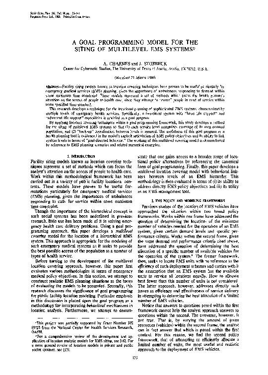 (PDF) A goal programming model for the siting of multilevel EMS systems