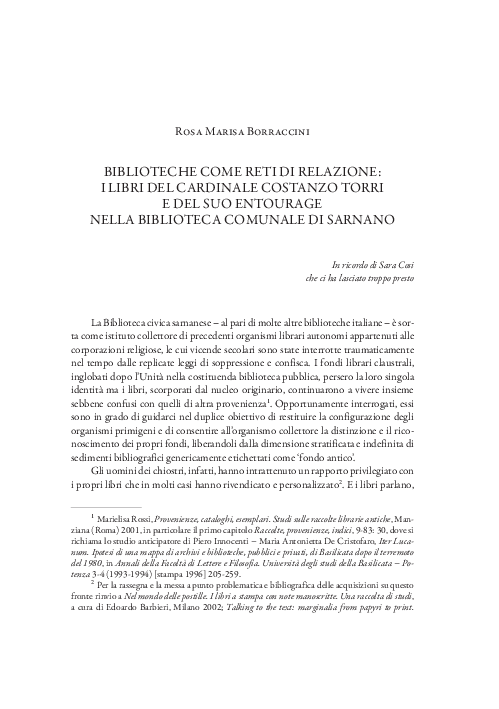 (PDF) Biblioteche come reti di relazione i libri del cardinale