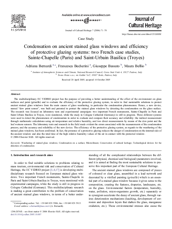 (PDF) Condensation on ancient stained glass windows and efficiency of ...