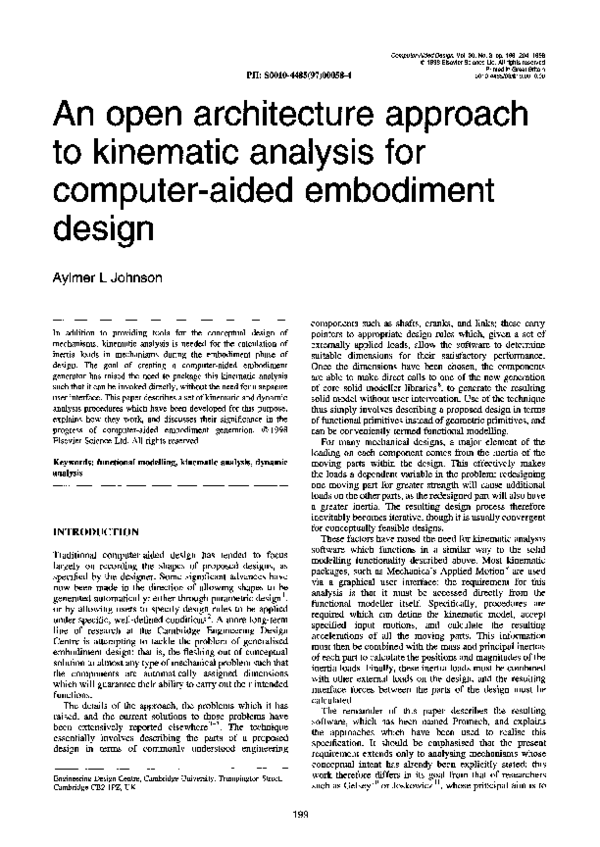 (PDF) An open architecture approach to kinematic analysis for computer ...