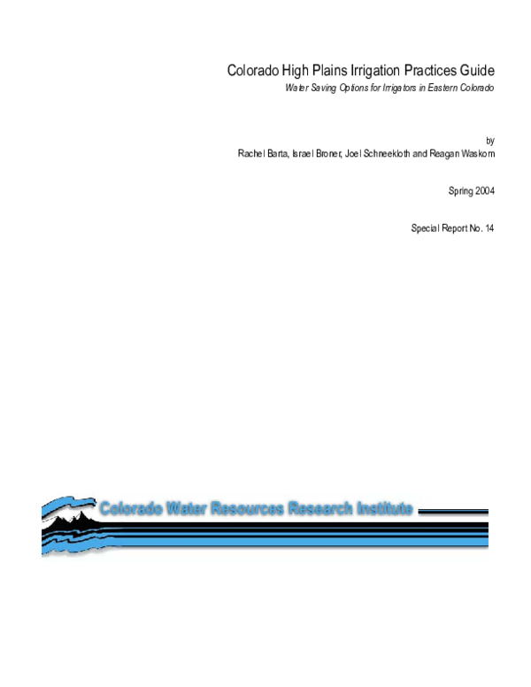  PDF Colorado High Plains Irrigation Practices Guide Reagan Waskom 