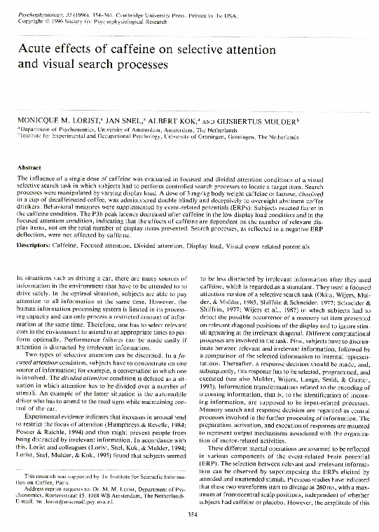 (PDF) Acute effects of caffeine on selective attention and visual ...