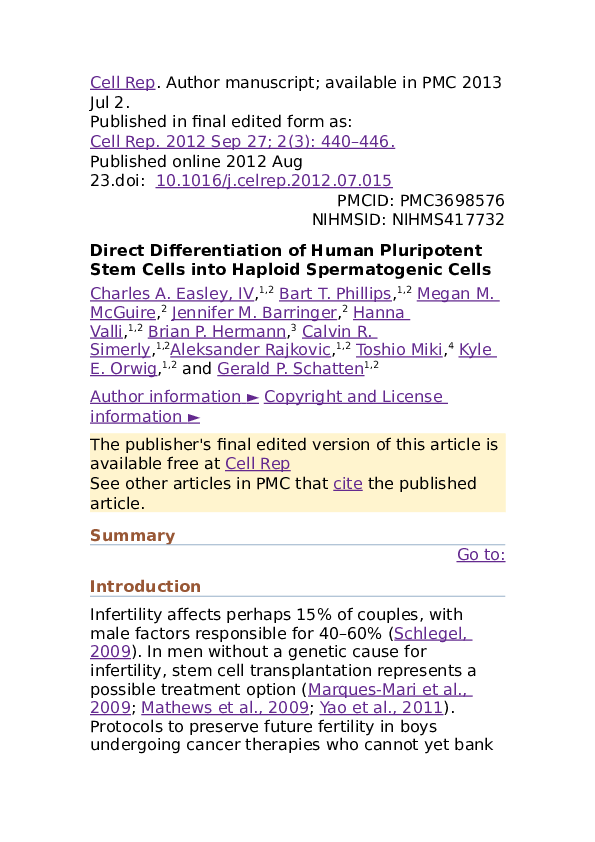(DOC) Direct Differentiation of Human Pluripotent Stem Cells into ...