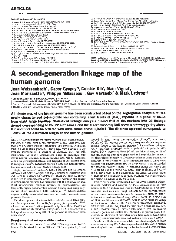 (PDF) A second-generation linkage map of the human genome