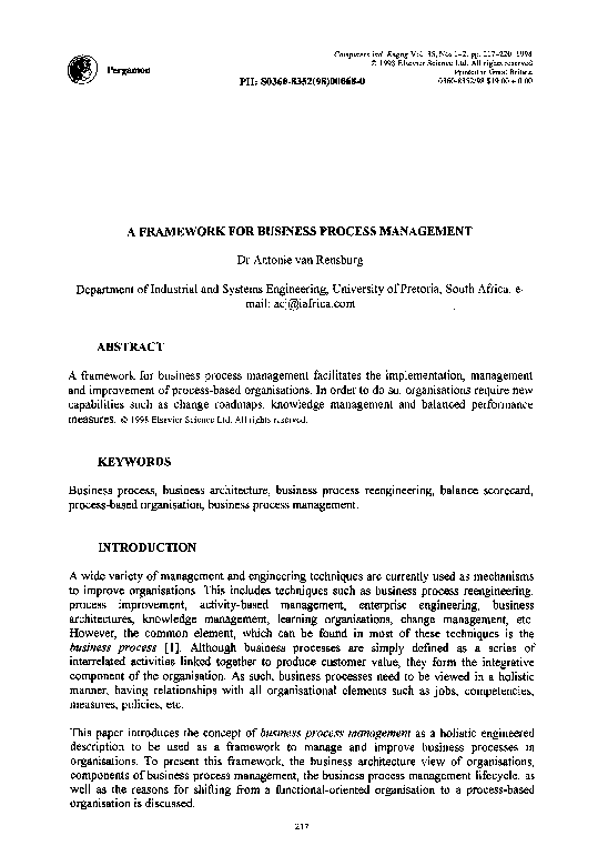 (PDF) A framework for business process management