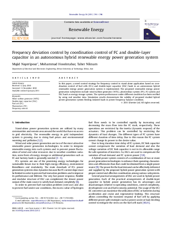 (PDF) Frequency deviation control by coordination control of FC and ...
