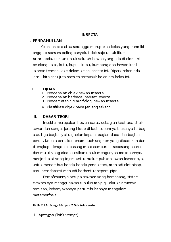 Doc Praktikum Insecta Docx Sri Komariyah Academia Edu