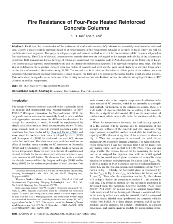 (PDF) Fire resistance of four-face heated reinforced concrete columns