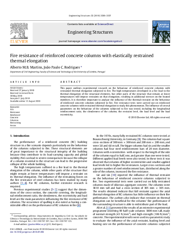 (PDF) Fire resistance of reinforced concrete columns subjected to 1-, 2 ...