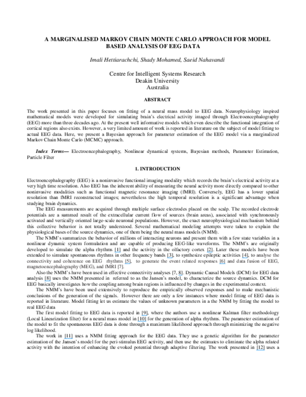 (PDF) A marginalised Markov Chain Monte Carlo approach for model based ...