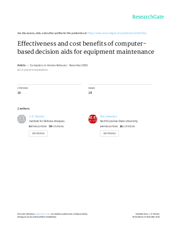(PDF) Effectiveness and cost benefits of computer- based decision aids ...