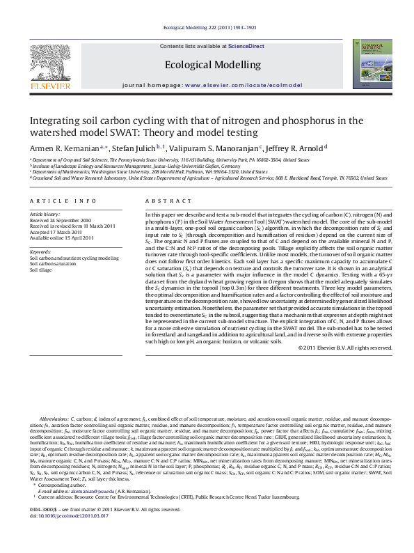 (PDF) Integrating soil carbon cycling with that of nitrogen and ...