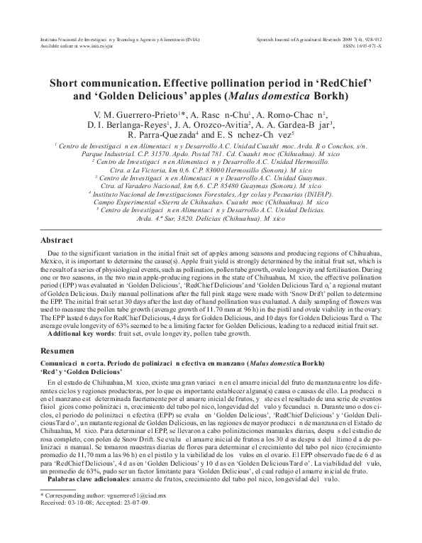 (PDF) Short communication. Effective pollination period in "RedChief