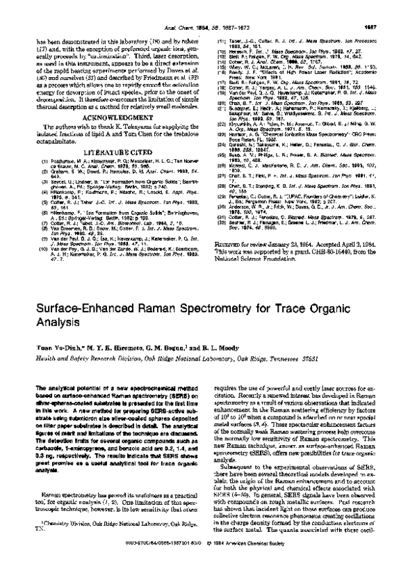 (PDF) Surface-enhanced Raman spectrometry for trace organic analysis