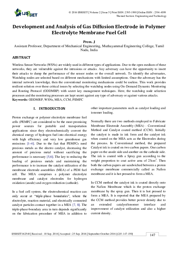 (PDF) Development and Analysis of Gas Diffusion Electrode in Polymer ...