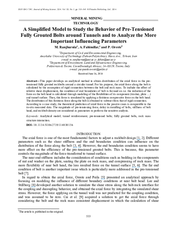 (PDF) A simplified model to study the behavior of pre-tensioned fully ...