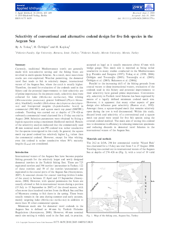 (PDF) Selectivity of conventional and alternative codend design for ...