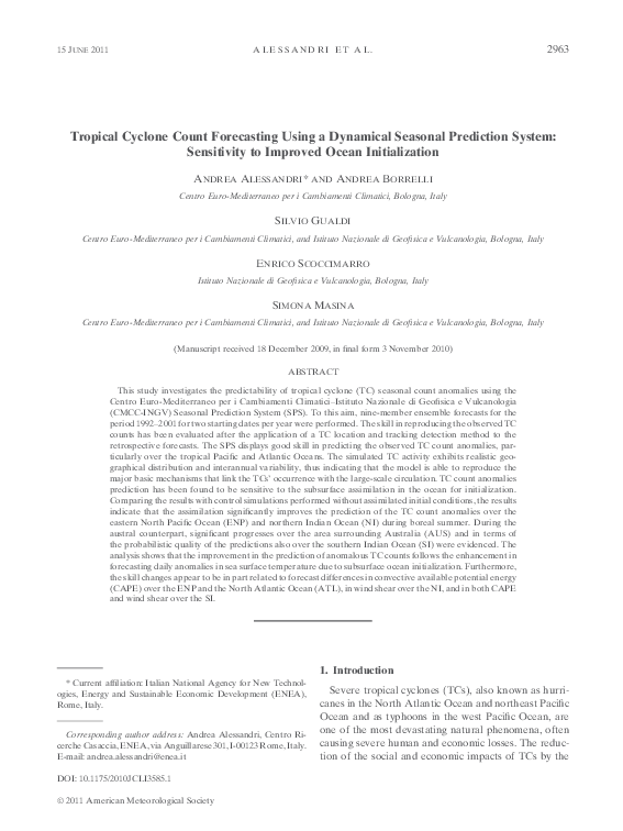 (PDF) Tropical Cyclone Count Forecasting Using a Dynamical Seasonal ...