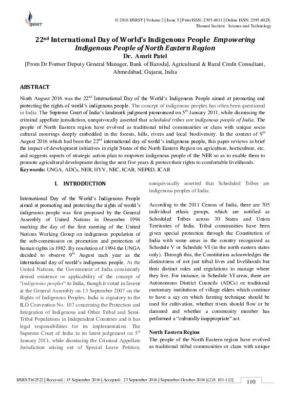 (PDF) 22 nd International Day of World's Indigenous People Empowering ...