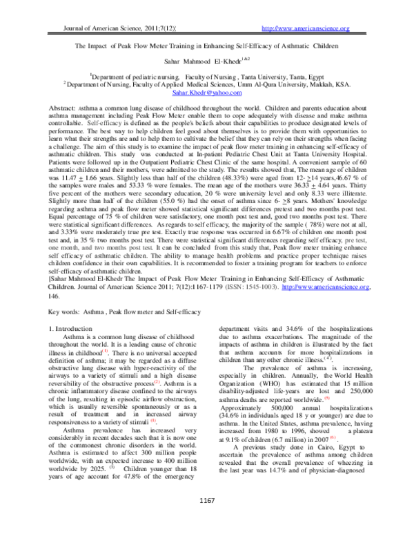 (PDF) The Impact of Peak Flow Meter Training in Enhancing SelfEfficacy