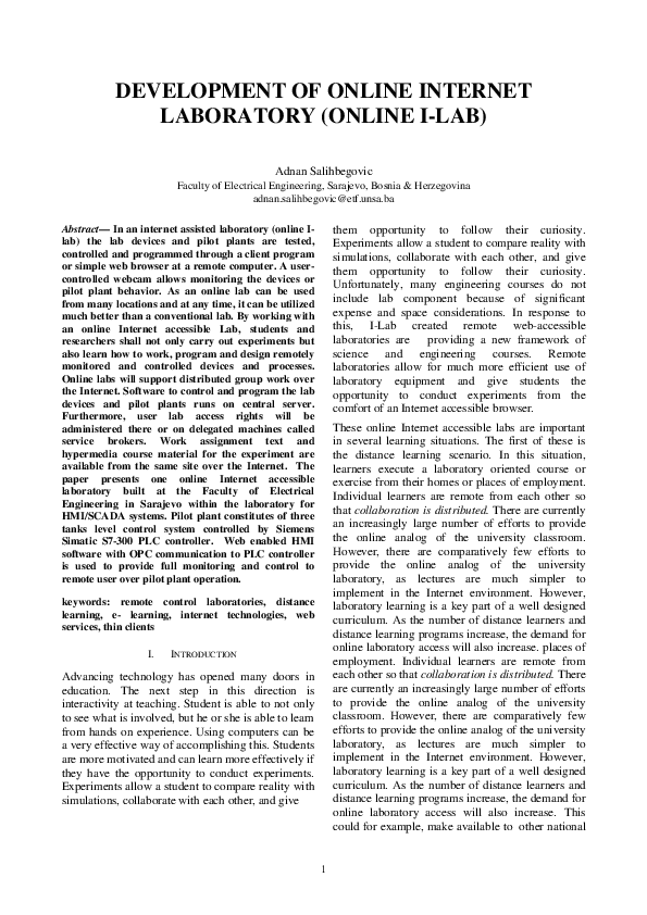(PDF) Development Of Online Internet Laboratory (Online I-Lab)