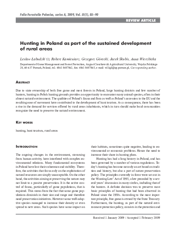 (PDF) Hunting in Poland as part of the sustained development of rural areas