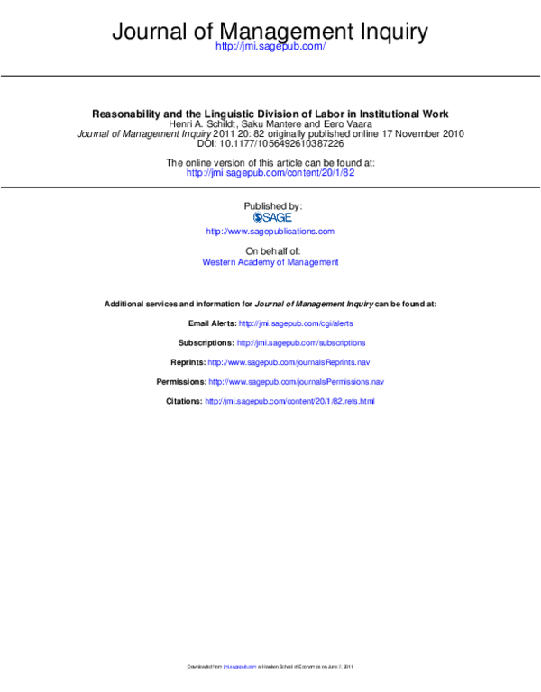 (PDF) Reasonability and the Linguistic Division of Labor in ...