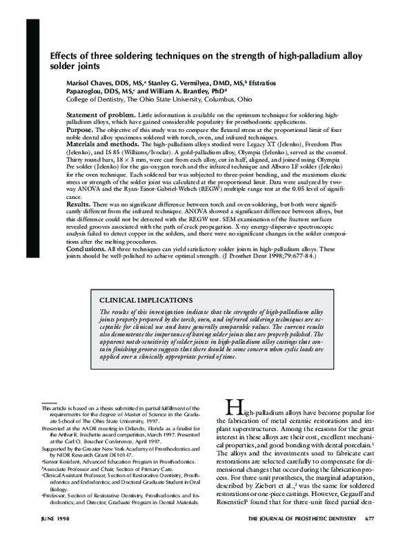 (PDF) Effects of three soldering techniques on the strength of high