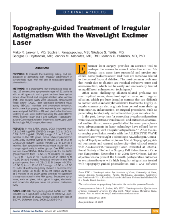 (PDF) Topographyguided treatment of irregular astigmatism with the