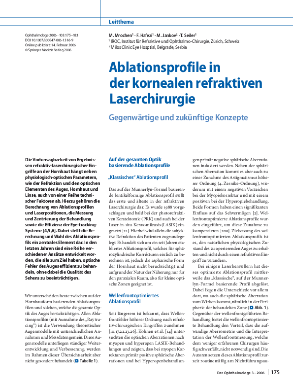 (PDF) [Ablation profiles in corneal laser surgery. Current and future
