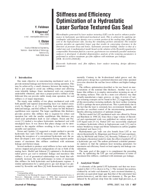 (PDF) Stiffness and Efficiency Optimization of a Hydrostatic Laser ...