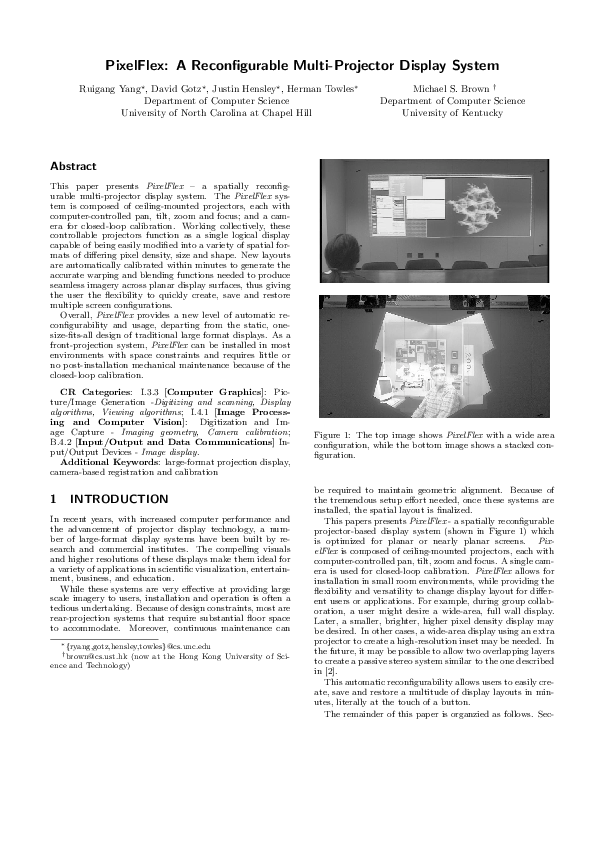 (PDF) PixelFlex: a reconfigurable multi-projector display system