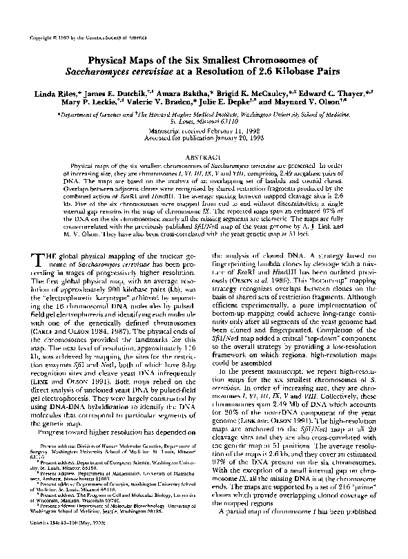 PDF) Physical maps of the six smallest chromosomes of