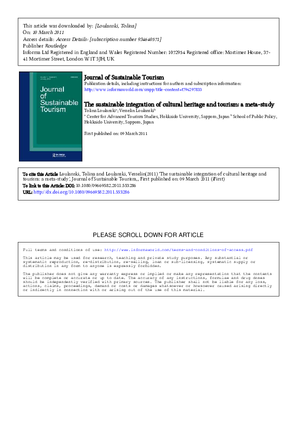 (PDF) The sustainable integration of cultural heritage and tourism: a ...