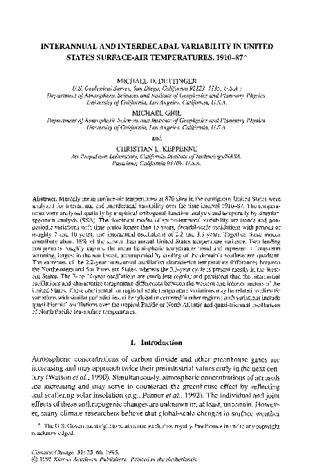 (PDF) Interannual and interdecadal variability in United States surface ...