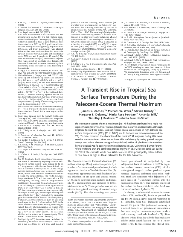 (PDF) A transient rise in tropical sea surface temperature during the ...
