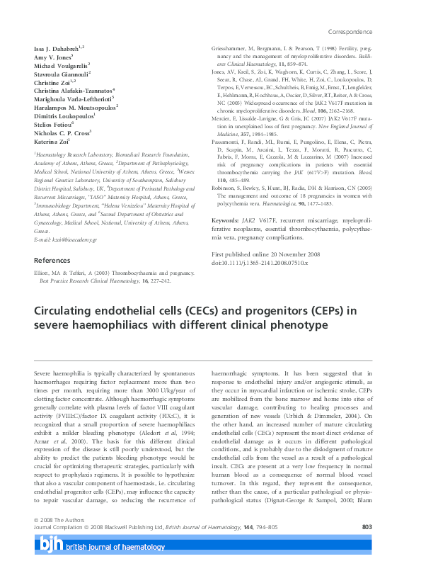 (PDF) Circulating endothelial cells (CECs) and progenitors (CEPs) in ...