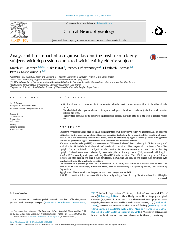 (PDF) Analysis of the impact of a cognitive task on the posture of ...