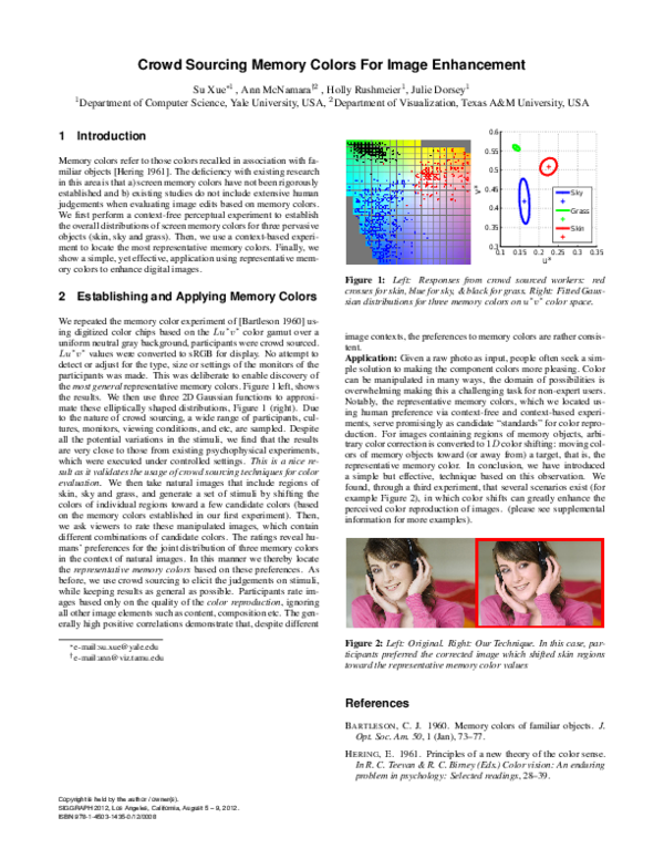 (PDF) Crowd sourcing memory colors for image enhancement