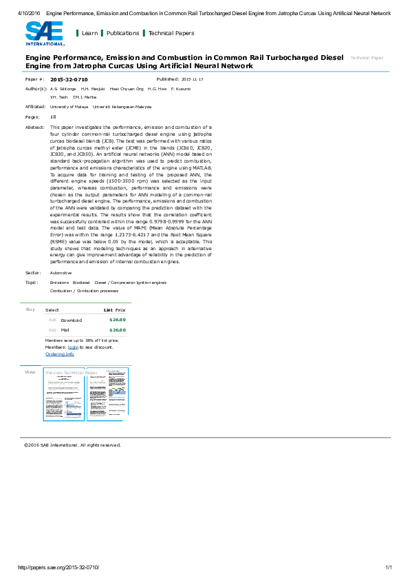 (PDF) Engine Performance, Emission and Combustion in Common Rail ...