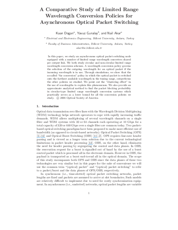(PDF) Comparative study of limited-range wavelength conversion policies ...