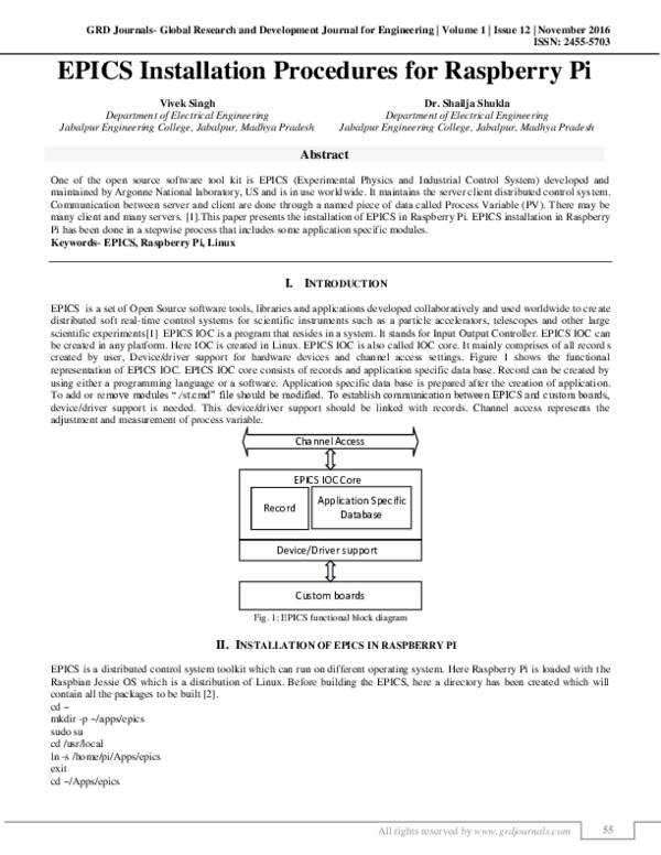 (PDF) EPICS Installation Procedures for Raspberry Pi