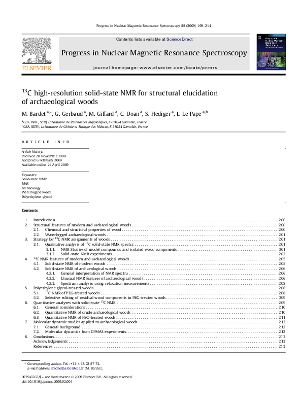 (PDF) 13C high-resolution solid-state NMR for structural elucidation of ...