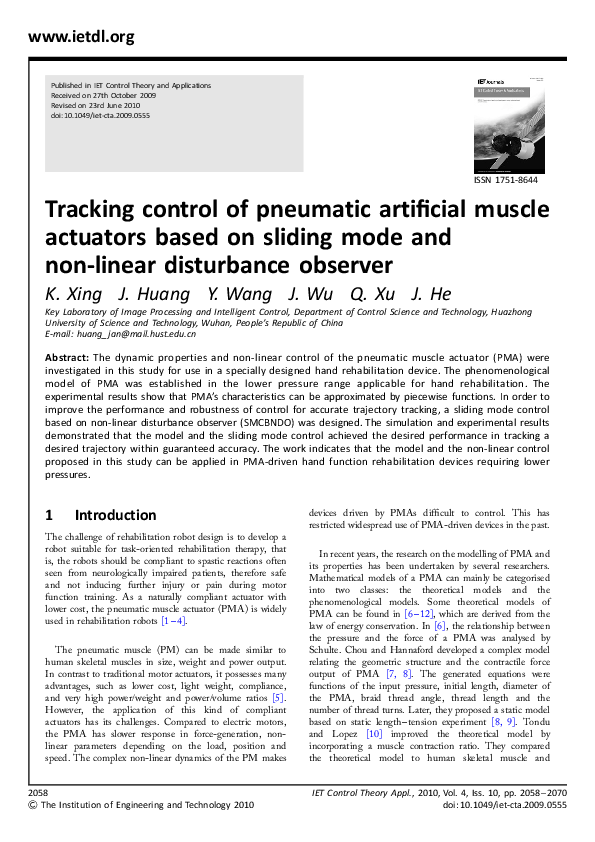 (PDF) Tracking control of pneumatic artificial muscle actuators based ...