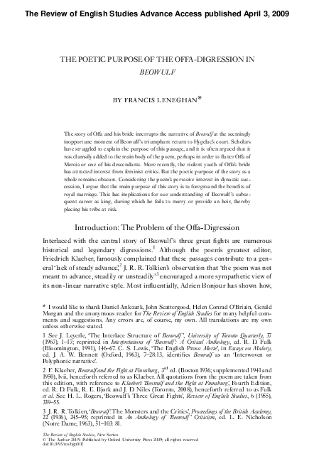 What is the unferth digression primarily used to emphasize picture