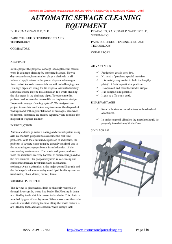 (PDF) AUTOMATIC SEWAGE CLEANING EQUIPMENT RANJAN KUMAR Academia.edu