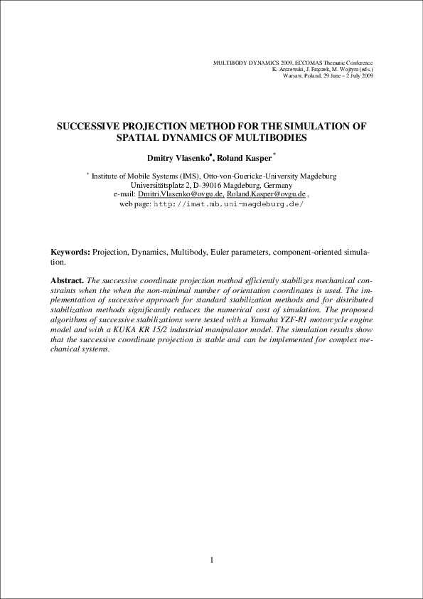 (PDF) Successive Projection Method for the Simulation of Spatial ...