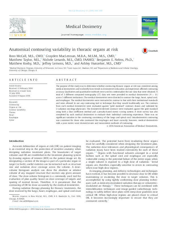 (PDF) Anatomical contouring variability in thoracic organs at risk