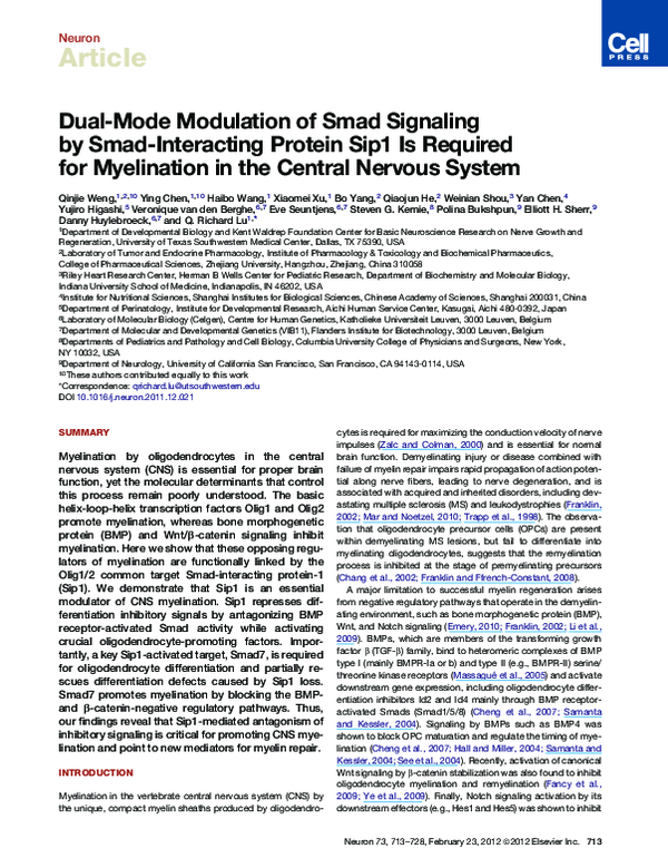 (PDF) Dual-mode modulation of Smad signaling by Smad-interacting ...